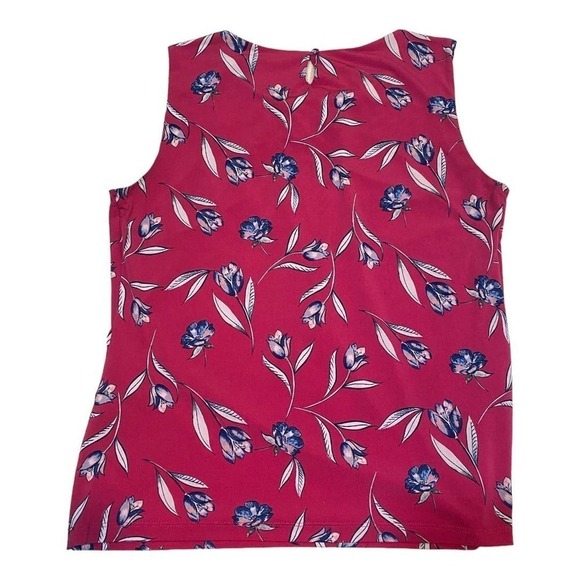 Ivanka Trump Pink Navy Floral Sleeveless Blouse Size M - Picture 9 of 10